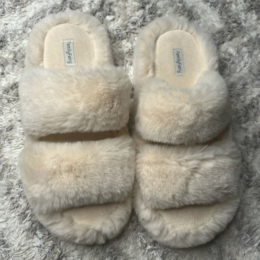 Size XL fluffy slippers family fairy cream comfy slippers